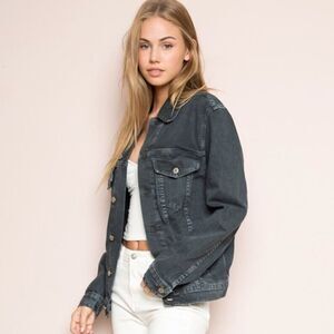 Brandy Melville darling jean jacket black oversized‎ women’s size small